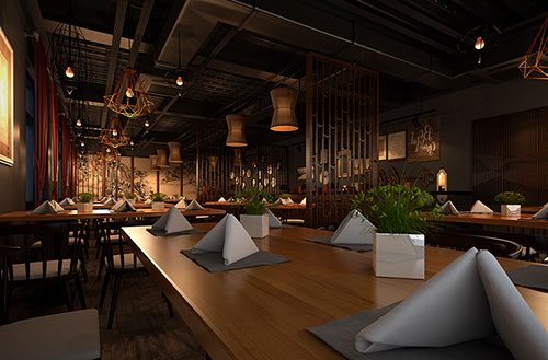 江安简约大气中式风格餐厅设计装修效果图