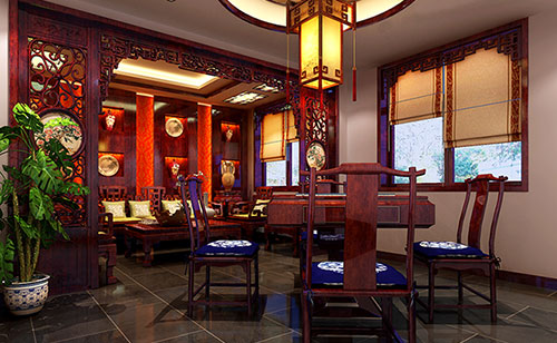 江安古典中式风格茶楼包间设计装修效果图