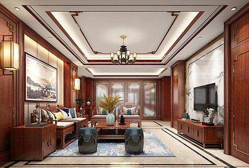 江安小清新格调的现代简约别墅中式设计装修效果图